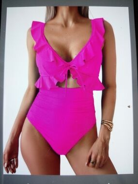 Eomenie One Piece Swimsuit For Women Tummy Control Ruffle Bathing Suit V Neck